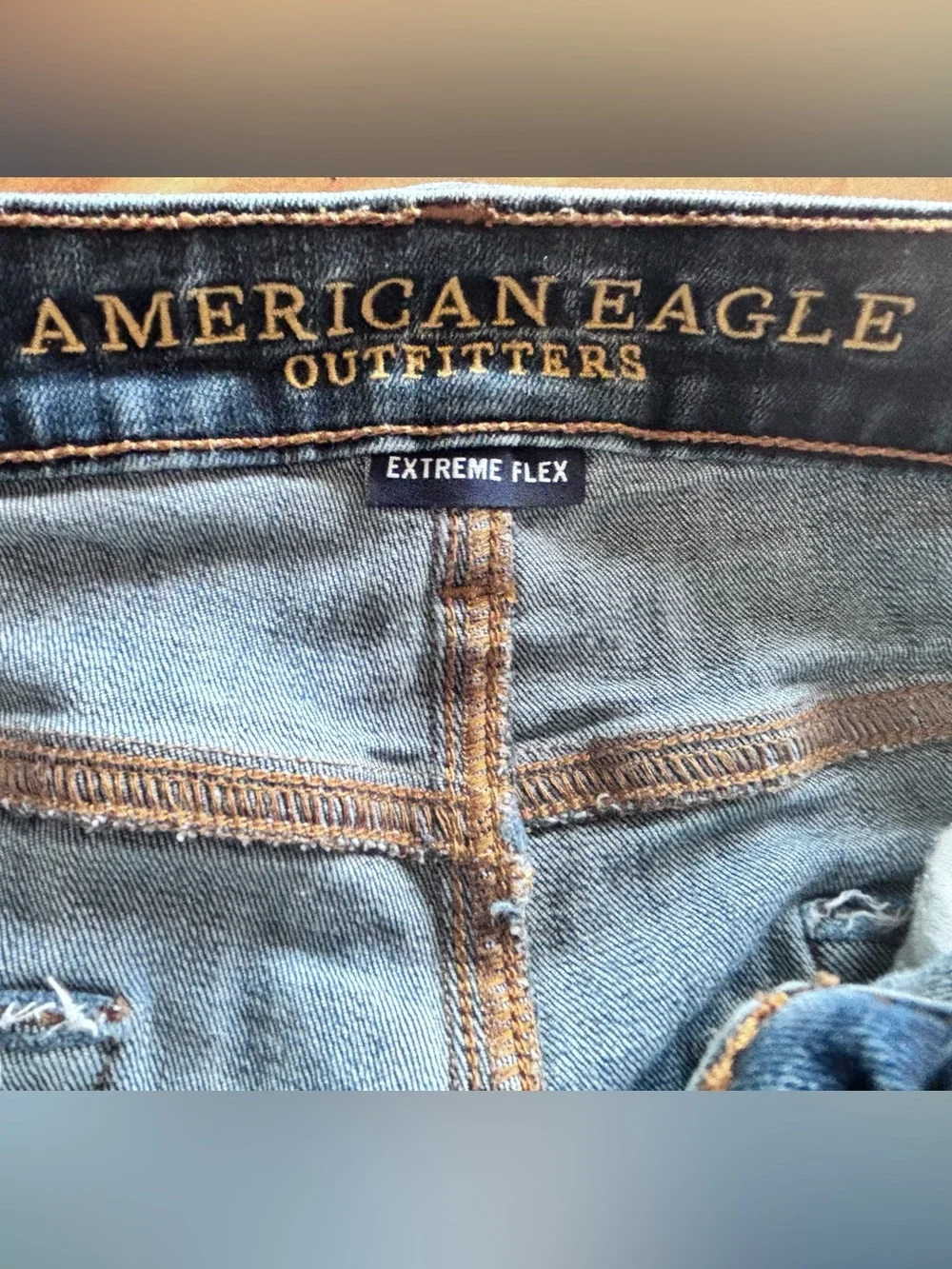 Trendy American Eagle 34 X 34 Original Straight Extreme Flex 4 Fade Whisking